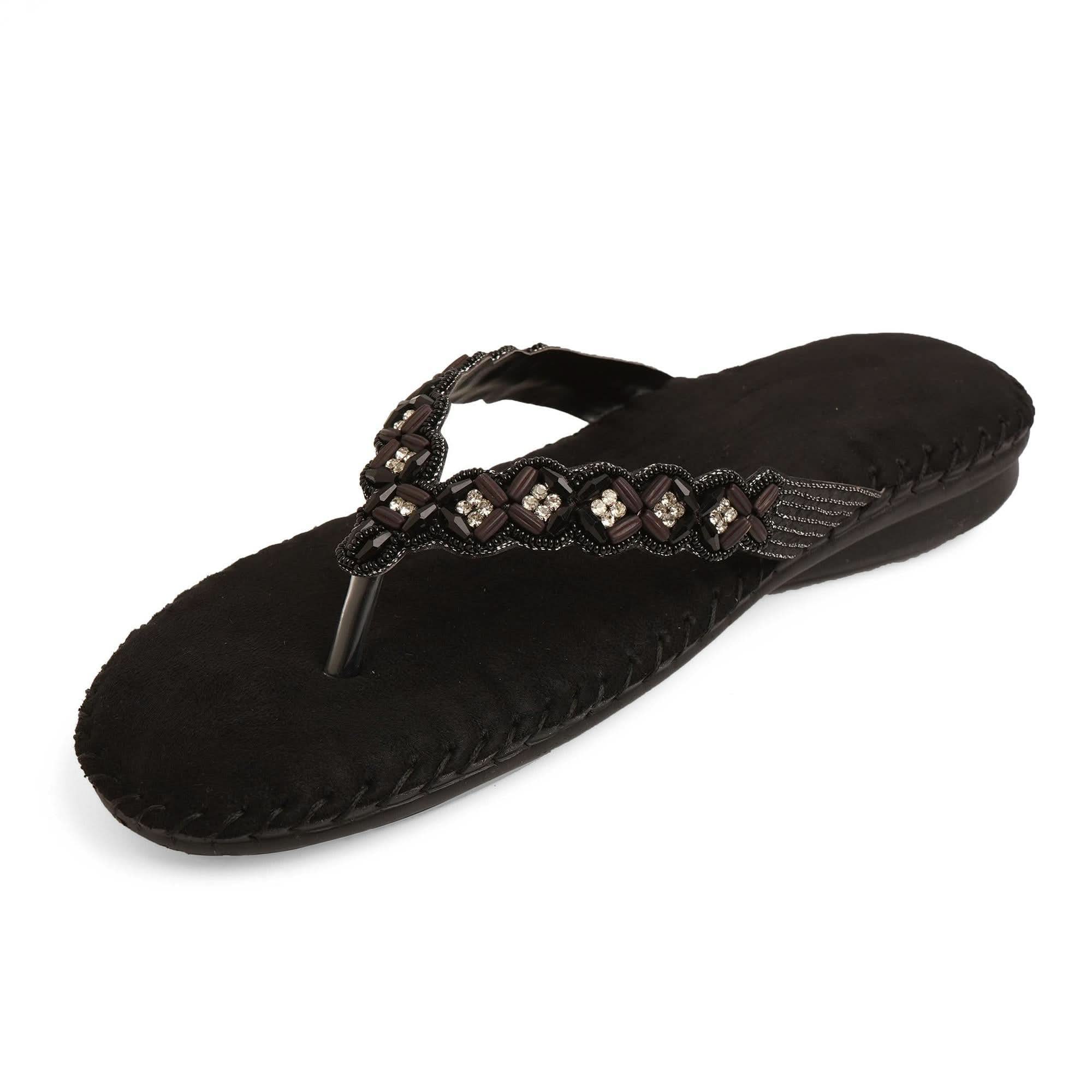 Bead Luxe Black Thong Cushioned Sandals