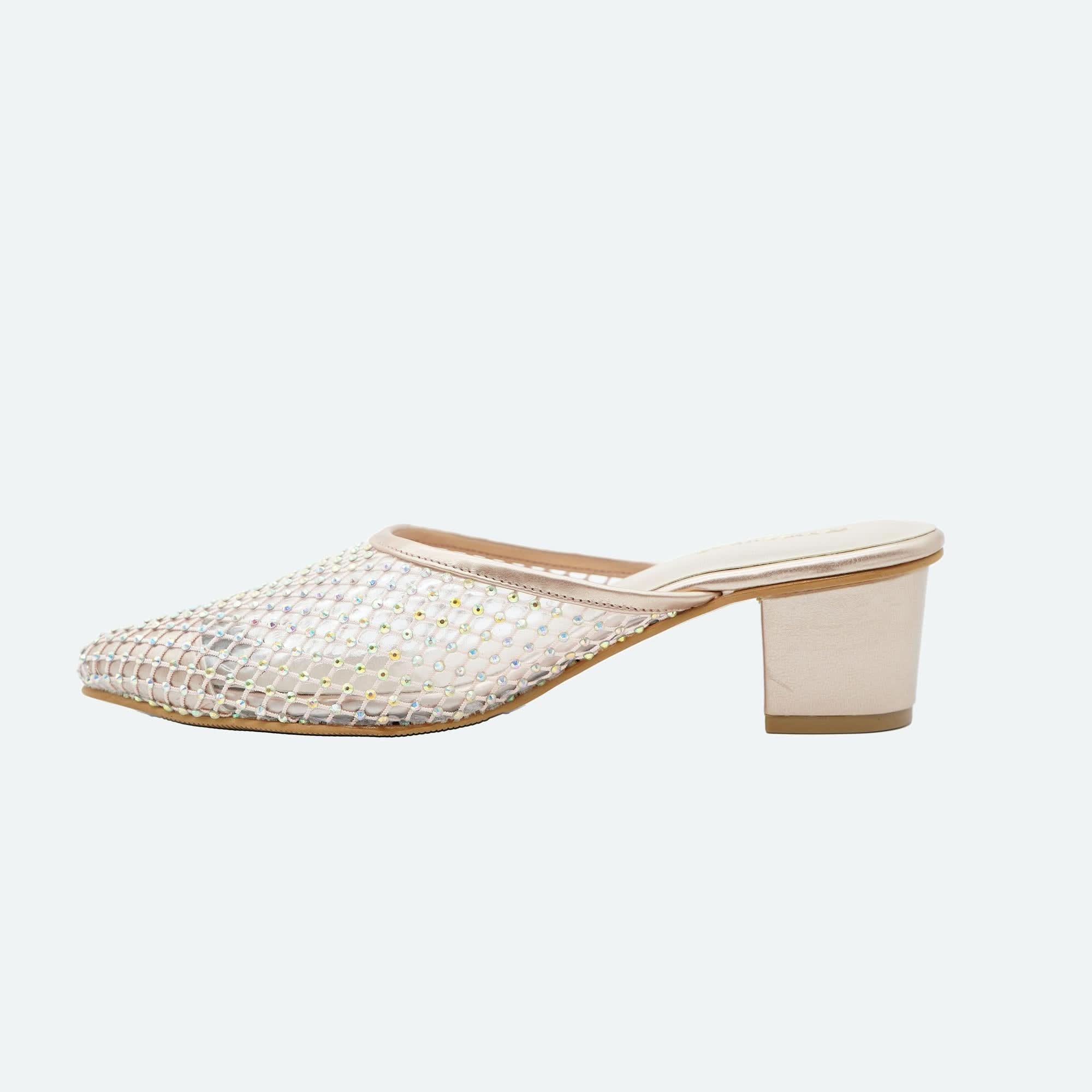 Gold Star Shine Block Heel Mules