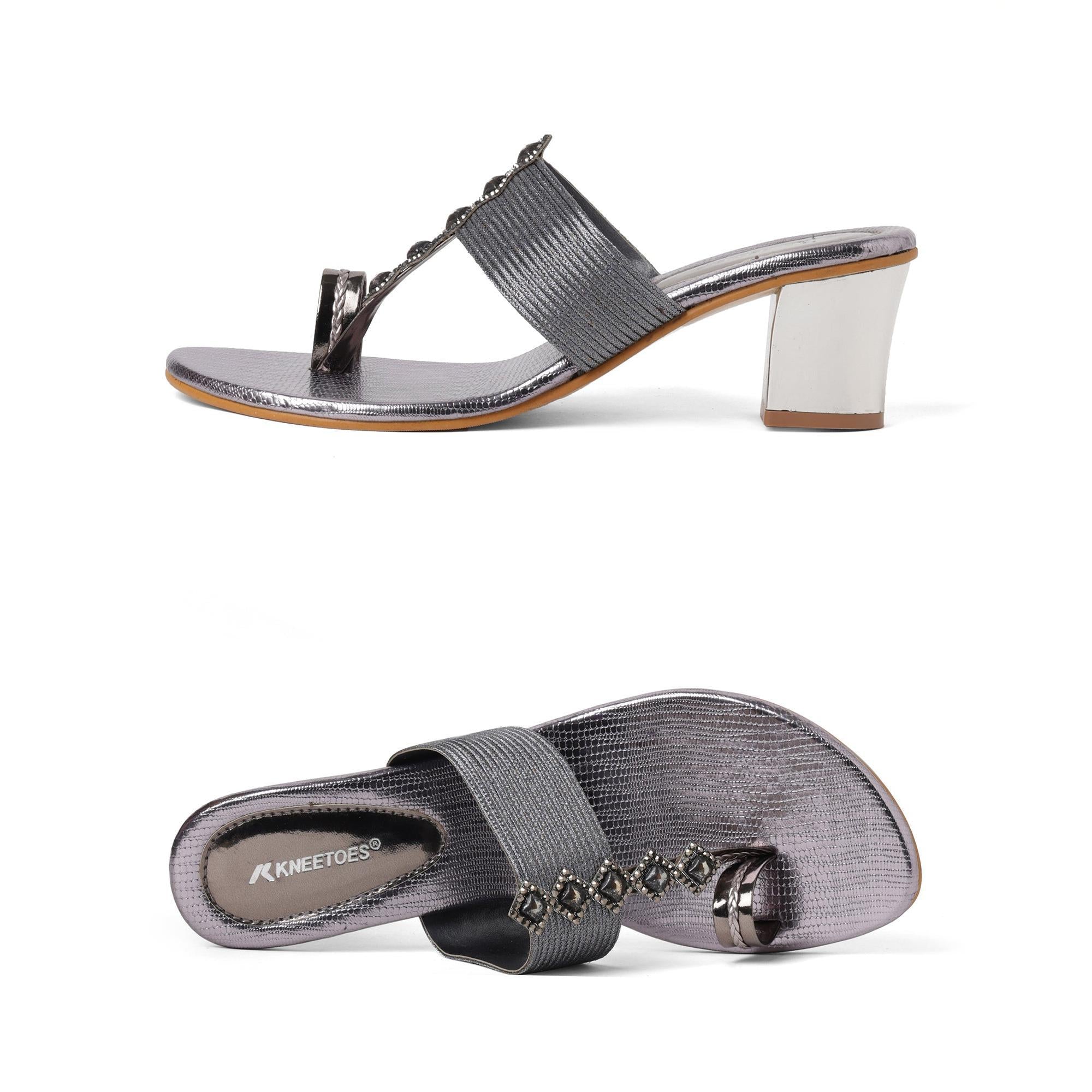 Bold Gem Embellished Metallic One-Toe Sandals