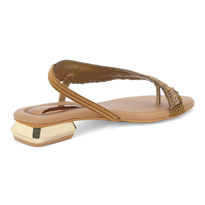 Zari Work Bronze Stylish Open-Toe Sandals