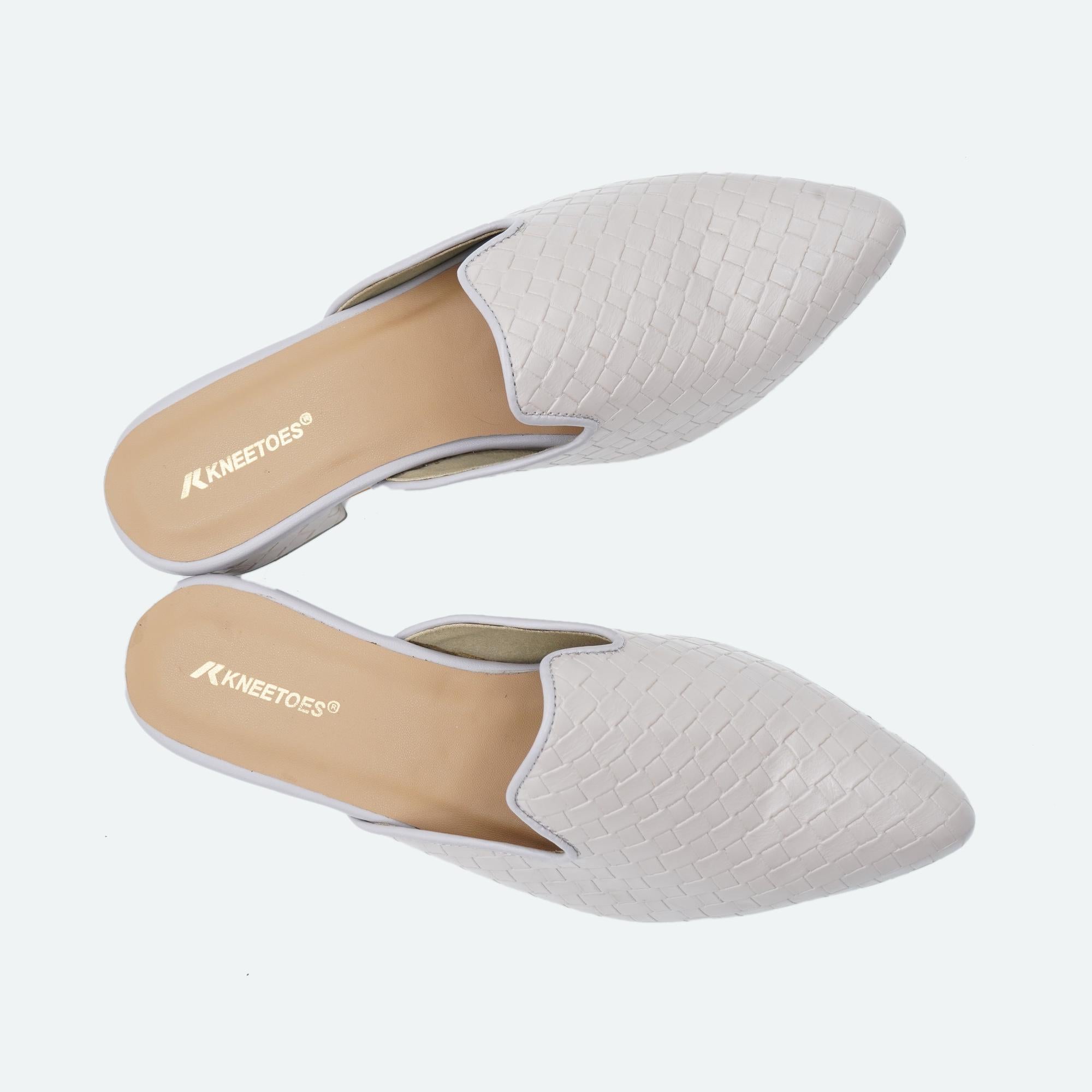 Matte Muse Light-Grey Textured Mules