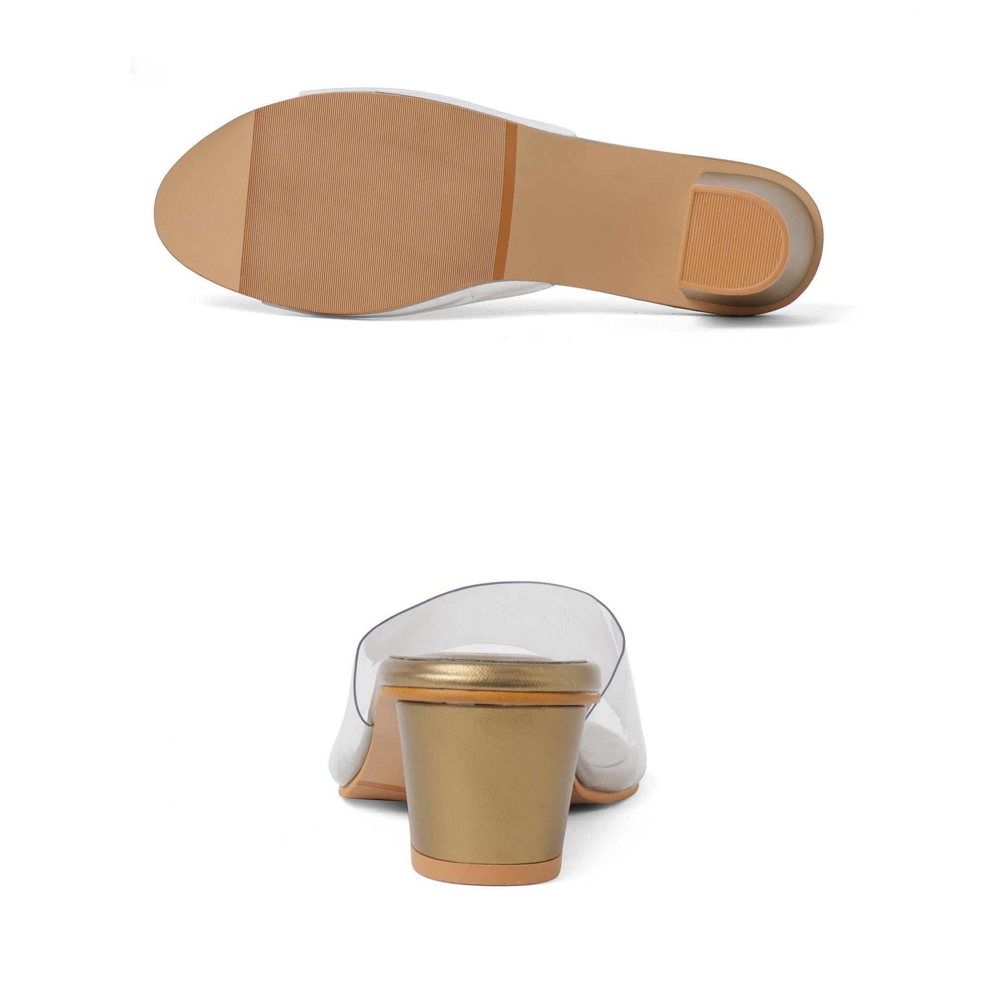 Gleam Glow Bronze Block Heel Sandals