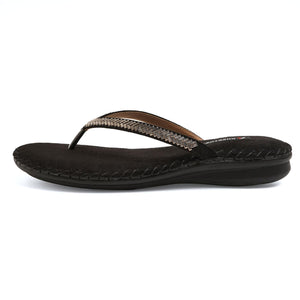 Sparkle Studs Black Thong Casual Sandals