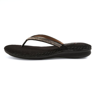 Sparkle Studs Black Thong Casual Sandals