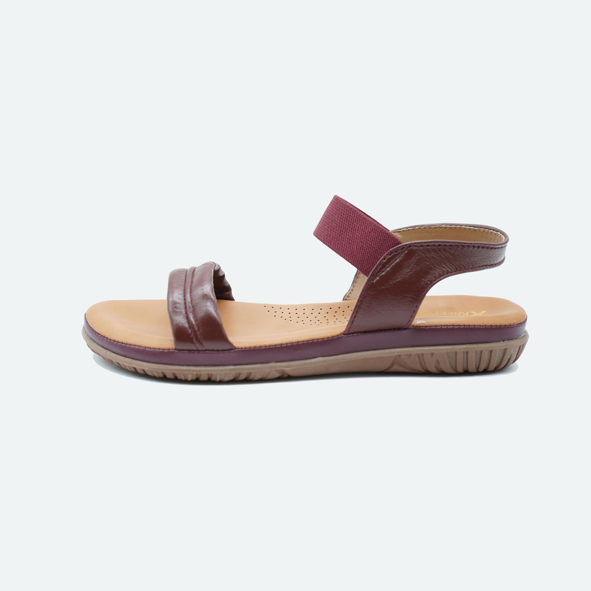 Soft Leather Maroon Open-toe Casual Sandals