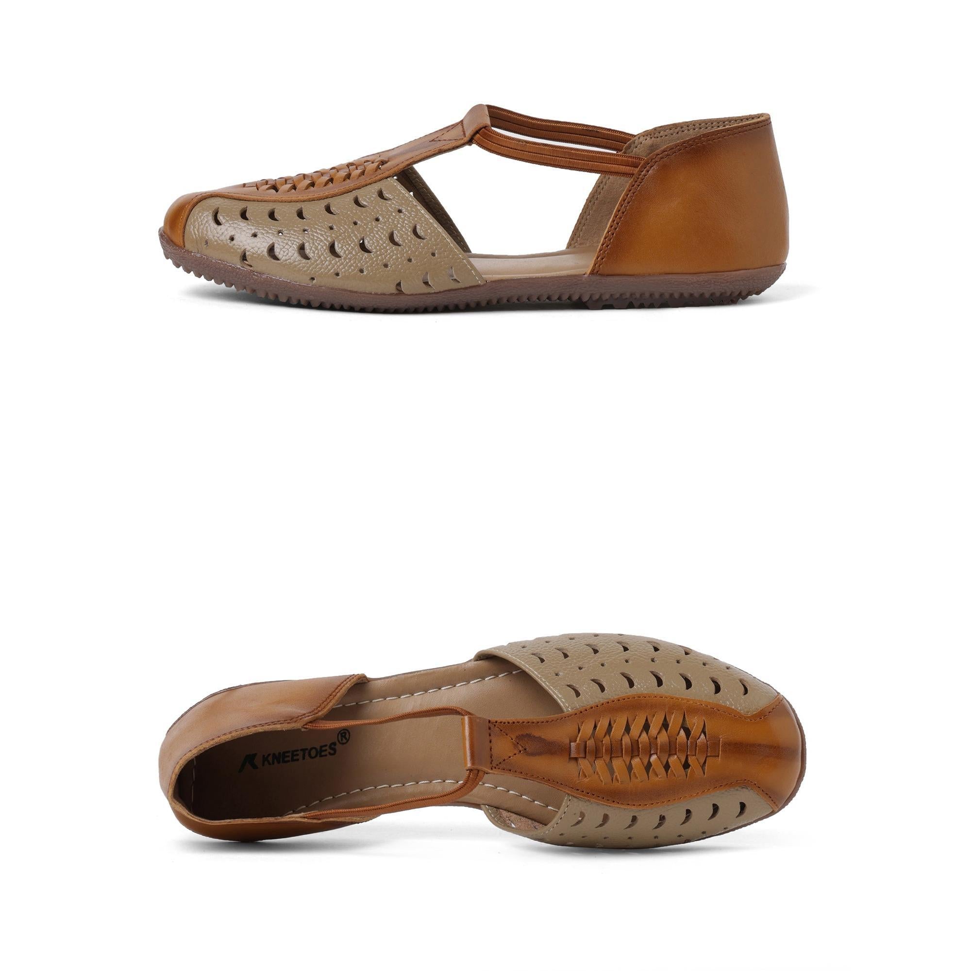 Two-tone Light Brown Closed-Toe Sandals