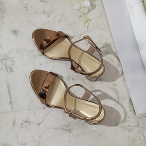 Gloss Pop Bronze Block Heel Sandals