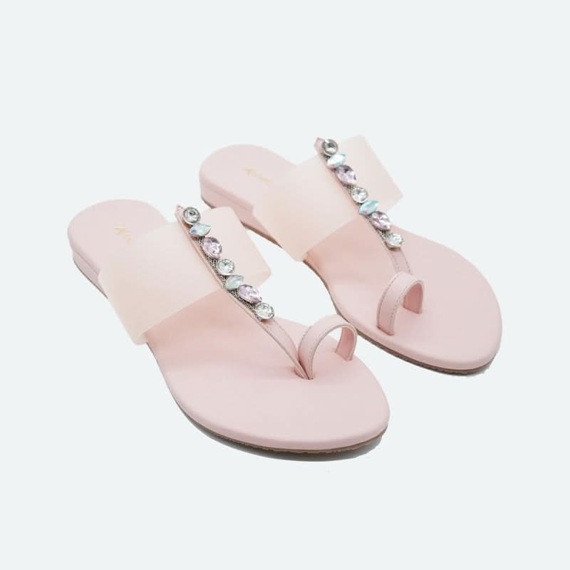 Dazzling Light-Pink One-Toe Sandals