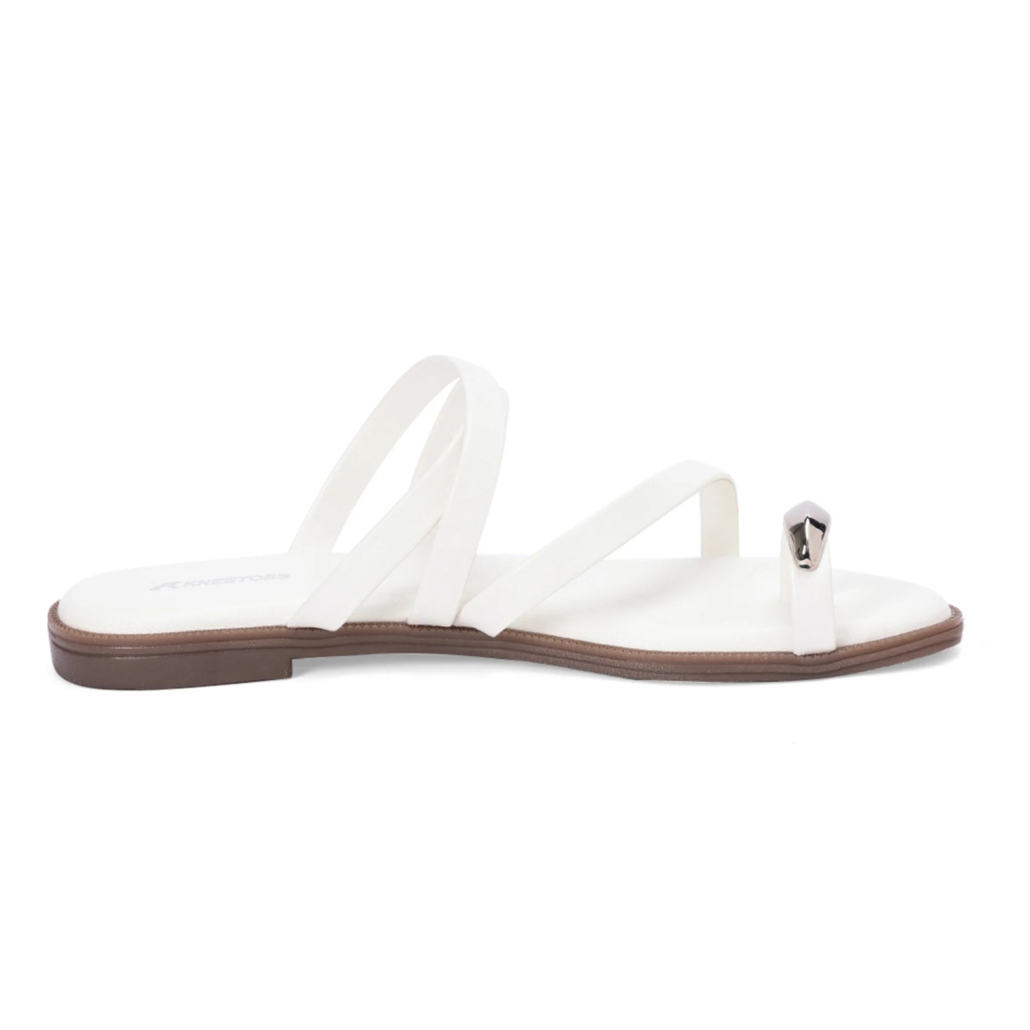 Comfortable White One-Toe Flat Sandals