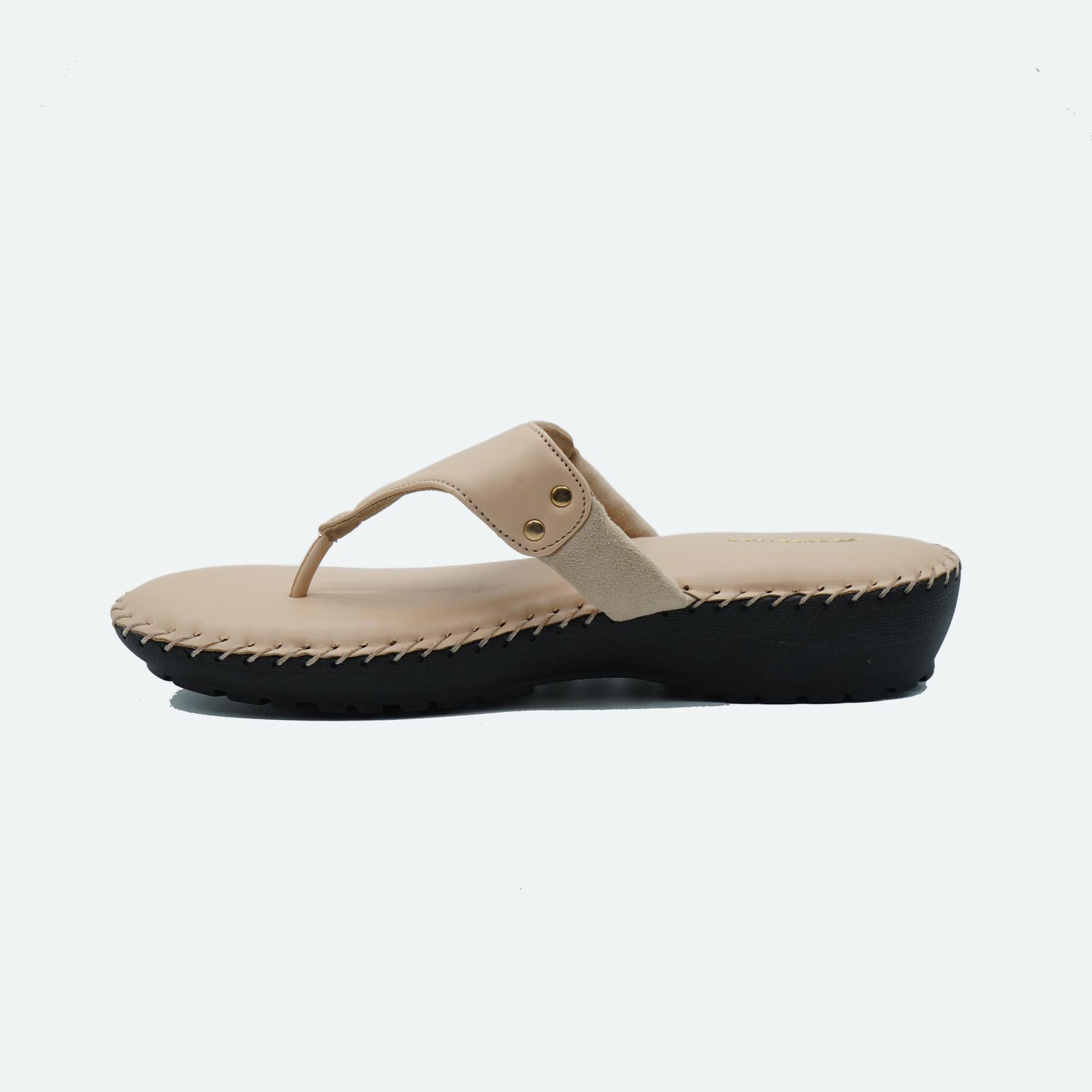 Classic Charm Beige Leather Thong Casual Sandals