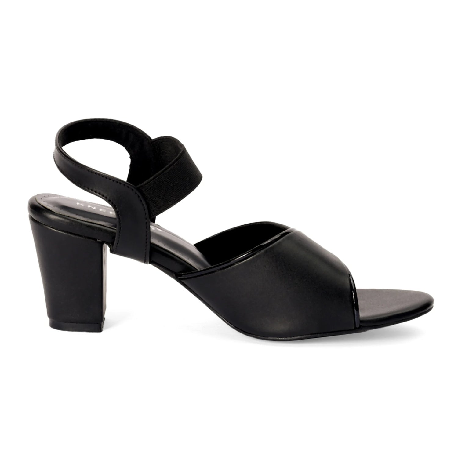 Black Block Heel Peep-Toe Sandals
