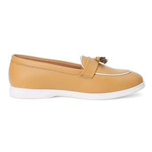 Tan Round-Toe Loafers