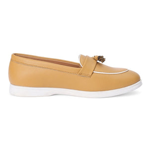 Tan Round-Toe Loafers