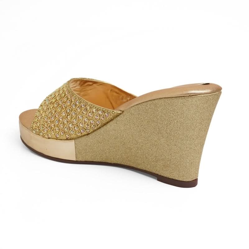 Gleamglow Gold Wedge Heel Sandals