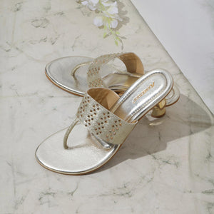 Gemglow Gold Kitten Thong Sandals