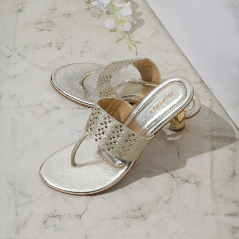 Gemglow Gold Kitten Thong Sandals
