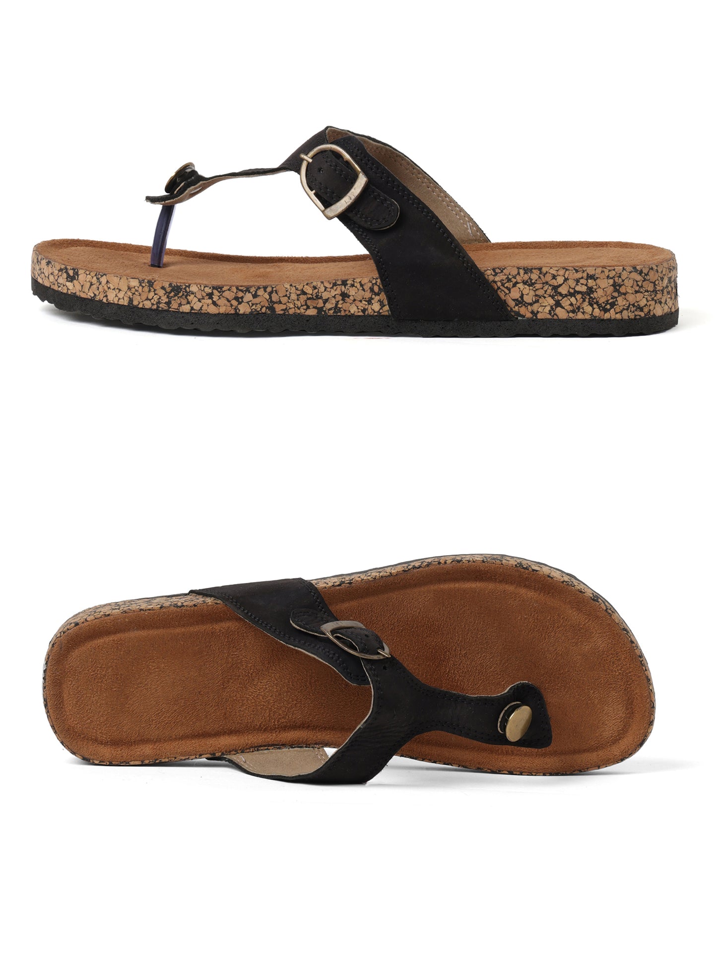 Black Genuine Leather Sandal