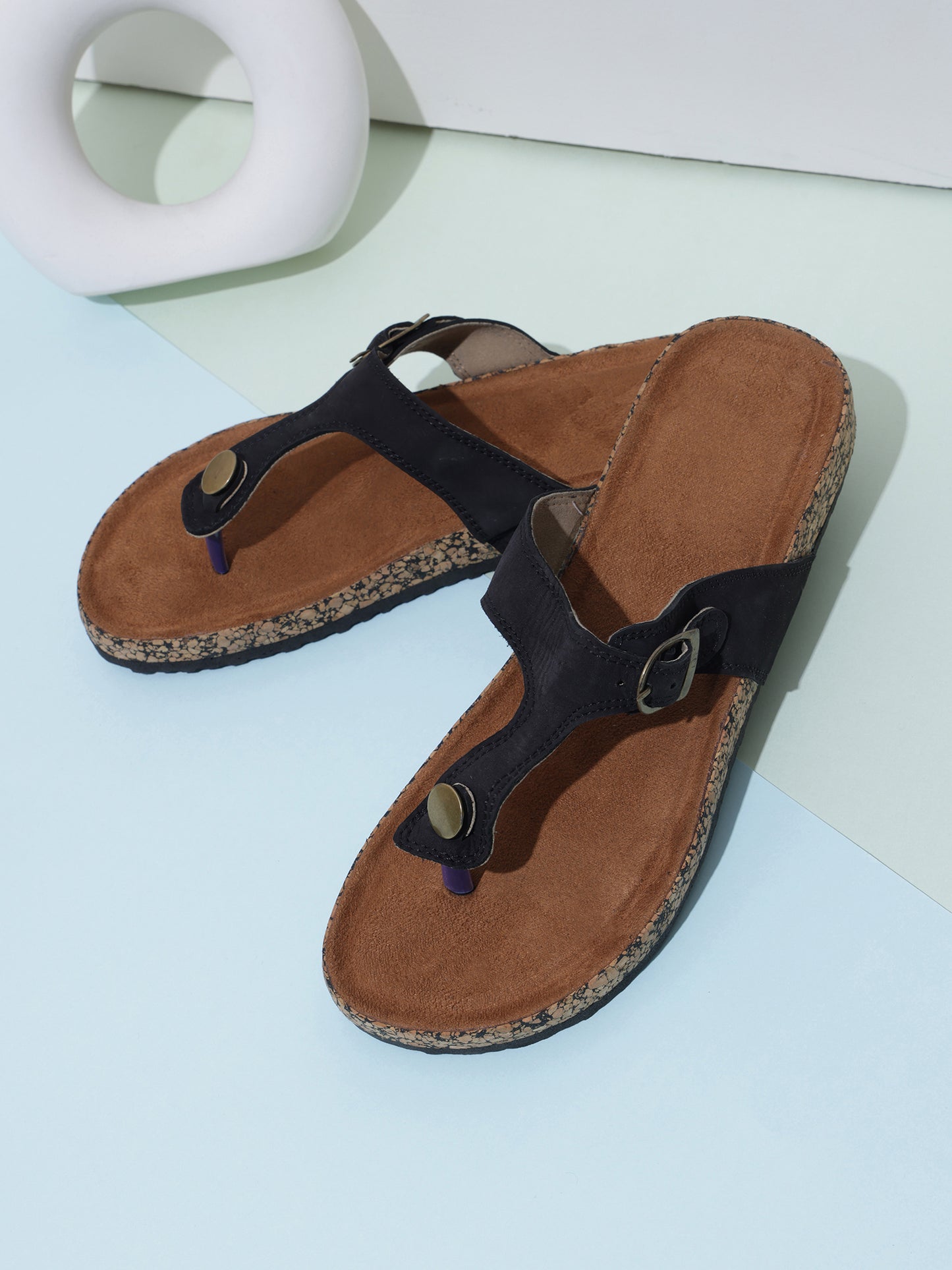 Black Genuine Leather Sandal
