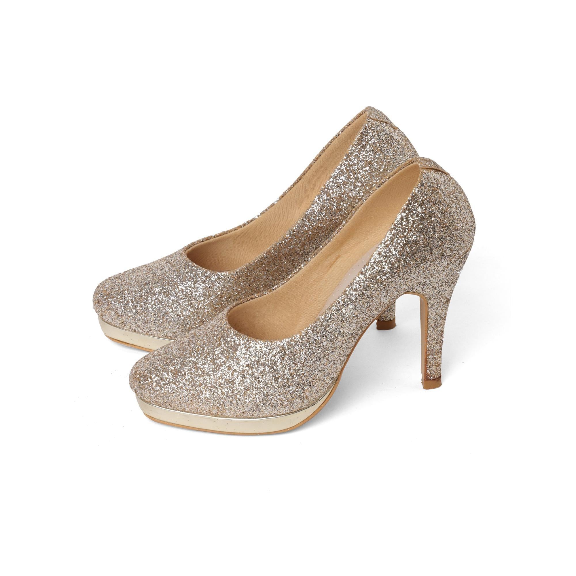 Shine Pop Gold Shimmer Stiletto Pumps