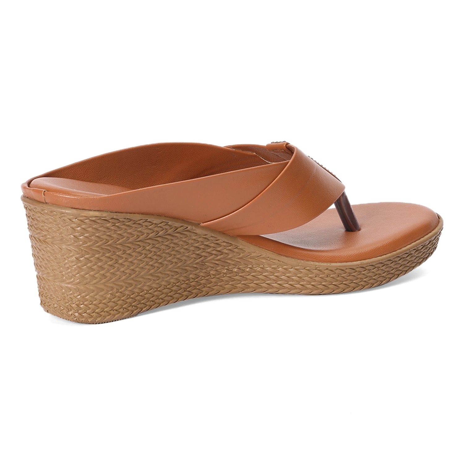 Tan Wedge Heel Thong Sandals