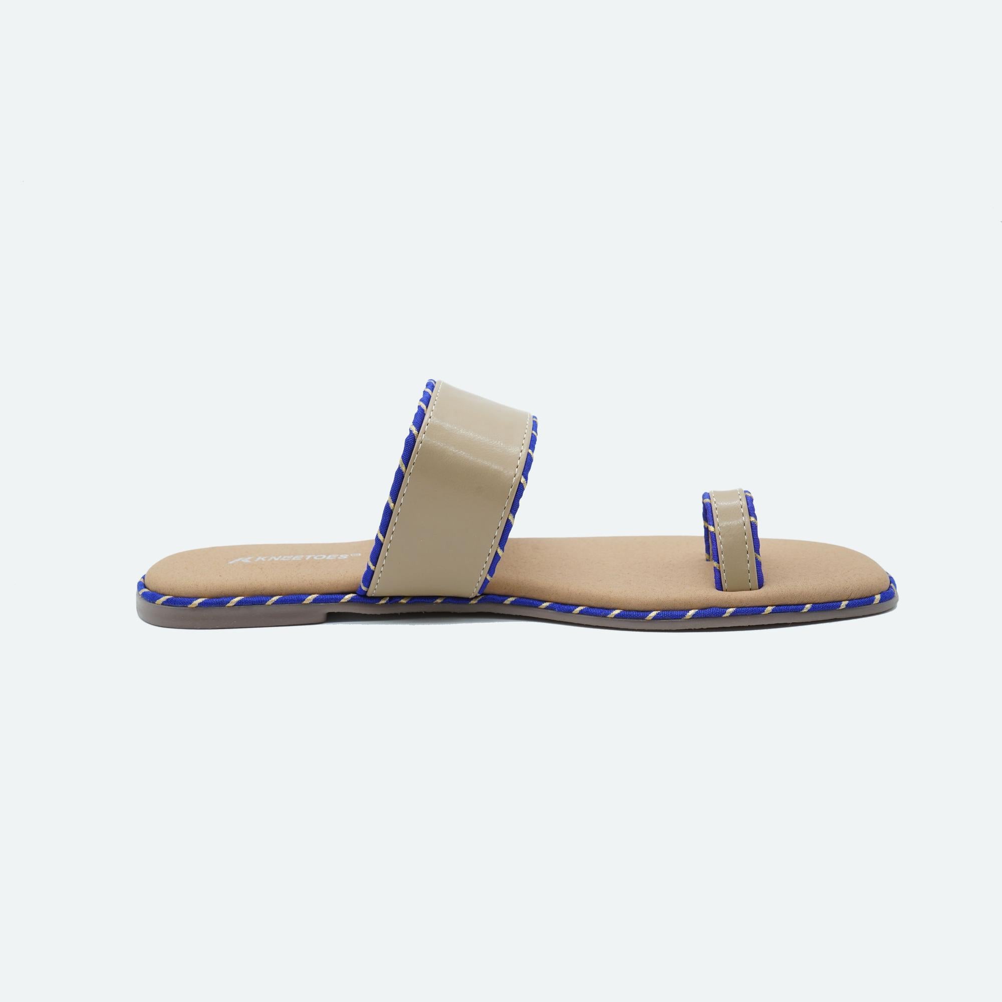 Tan Solid Trim One-Toe Sandals