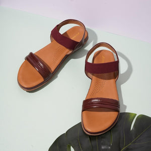 Soft Leather Maroon Open-toe Casual Sandals