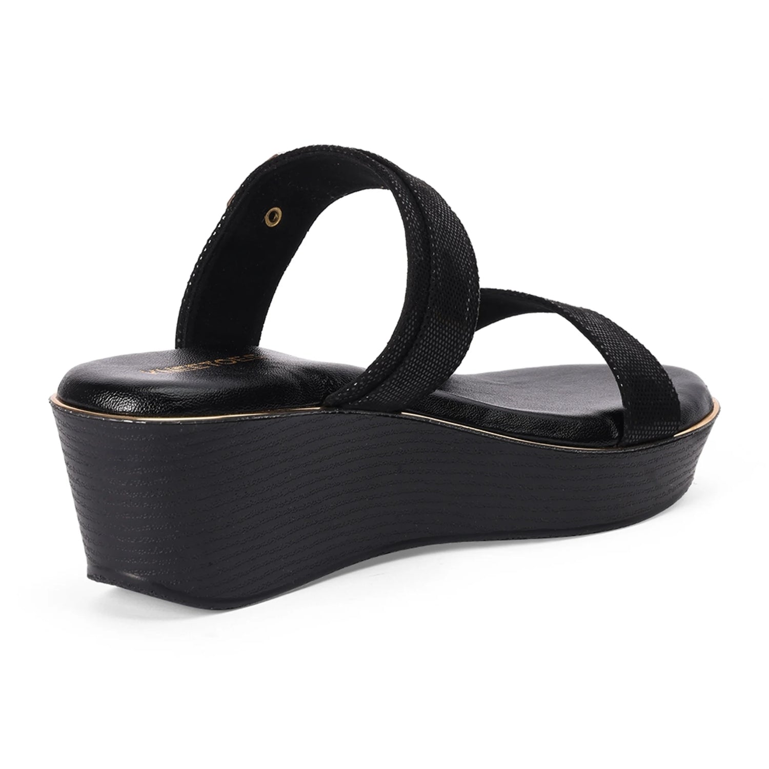 Black Open-Toe Wedge Sandals