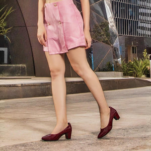 Sheeny Maroon Workwear Pumps