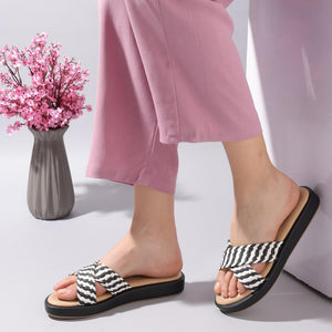 Bold Black Striped Platform Sandals