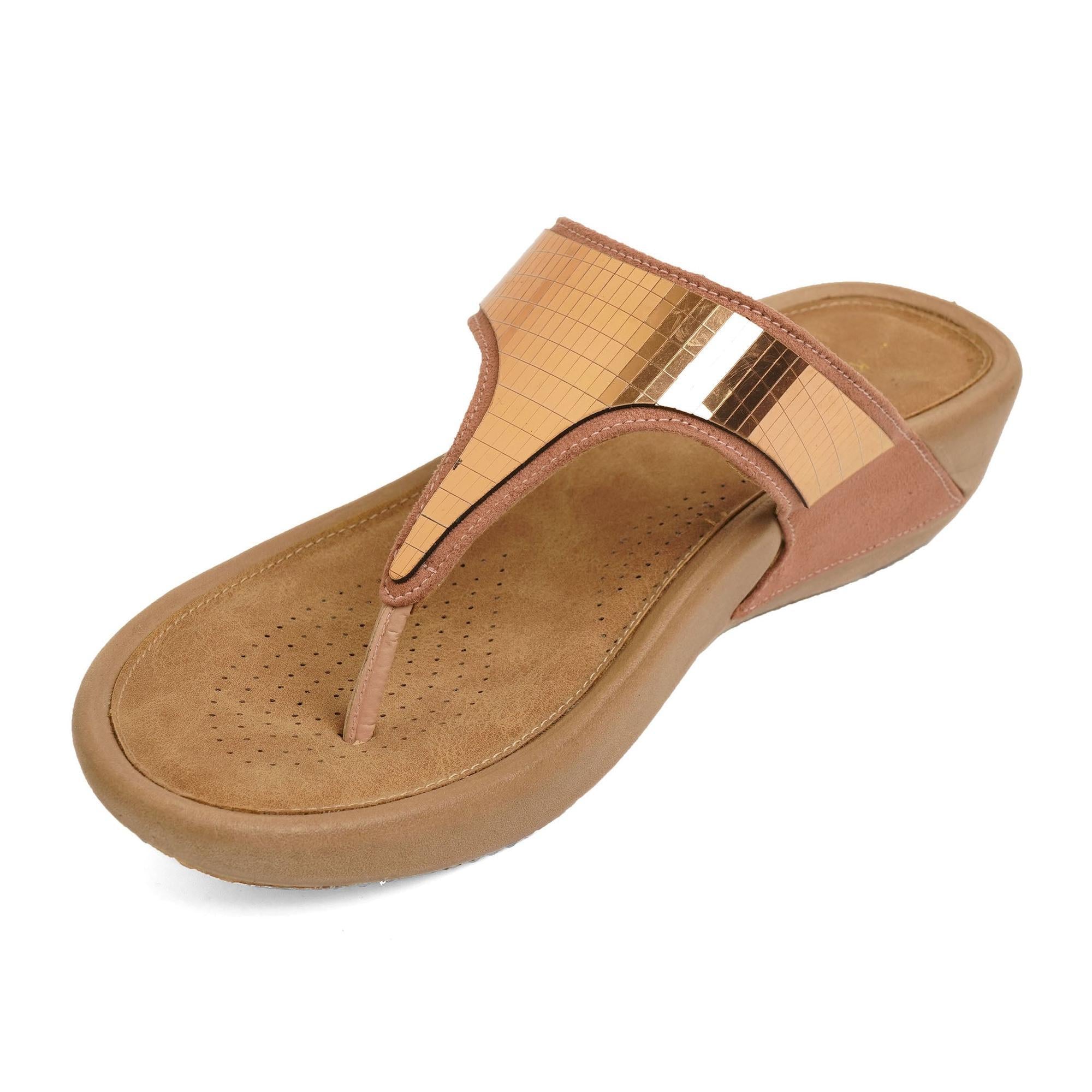 Rose-Gold Sequin Thong Metallic Sandals