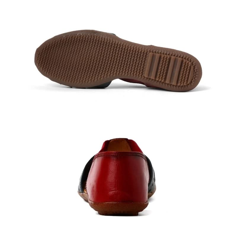 Two-tone Red Laser-cut Sandals