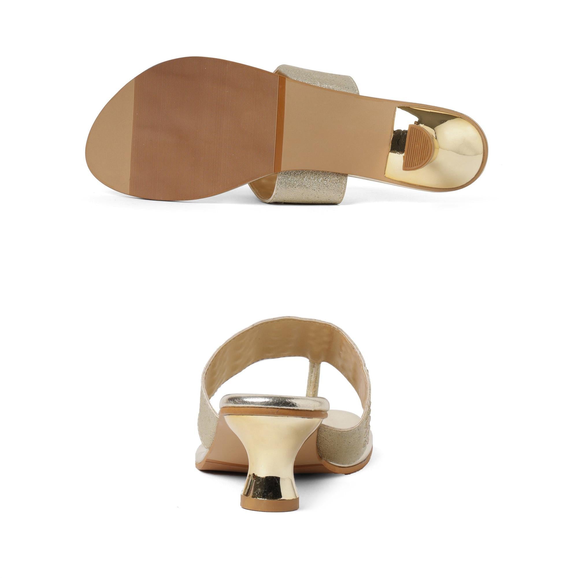 Gemglow Gold Kitten Thong Sandals