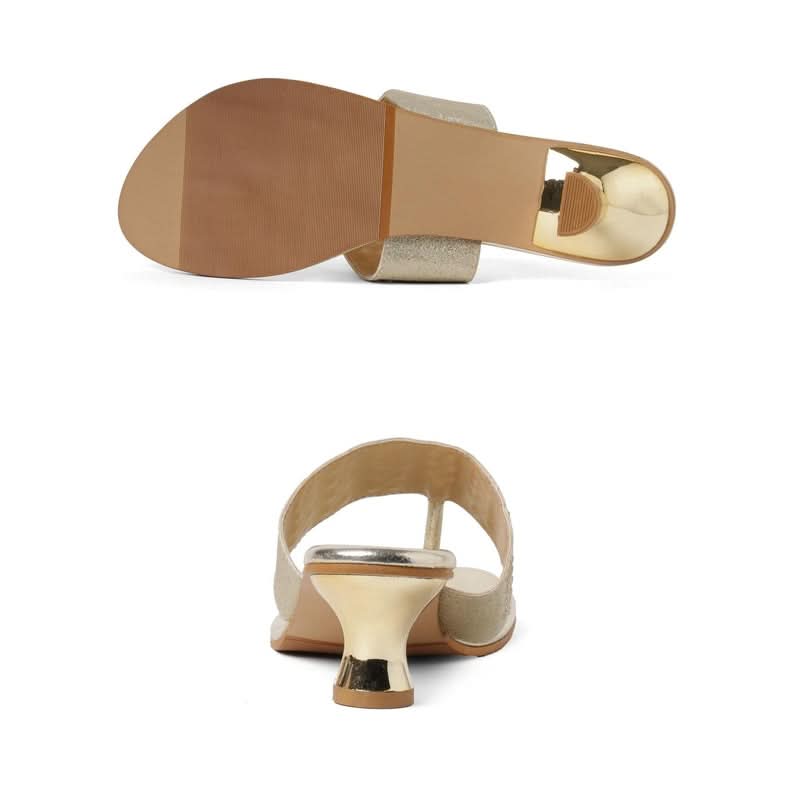 Gemglow Gold Kitten Thong Sandals