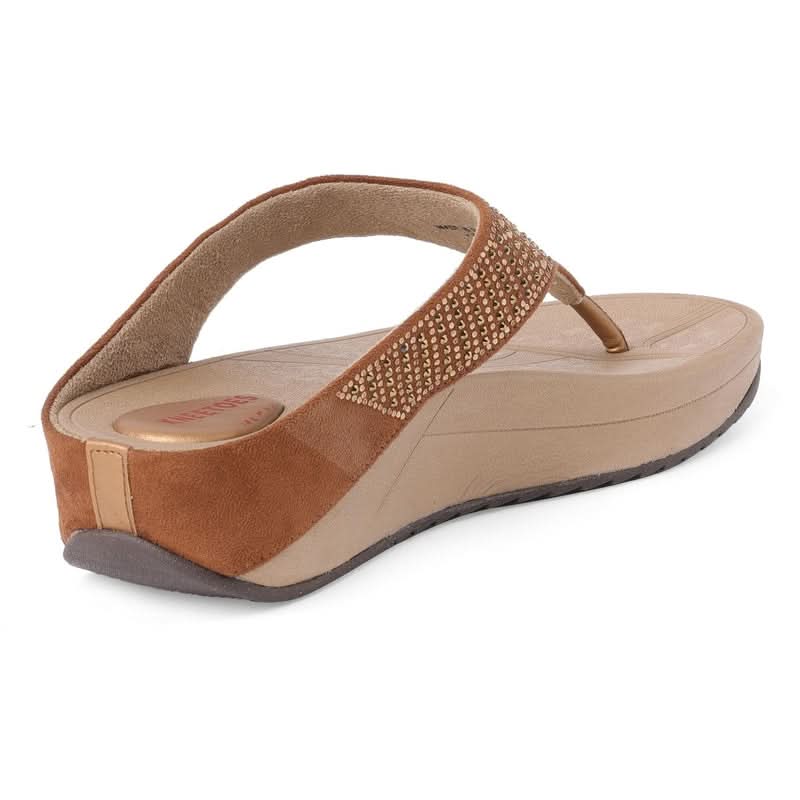 Light-Brown Gleam Glow Casual Thong Sandals