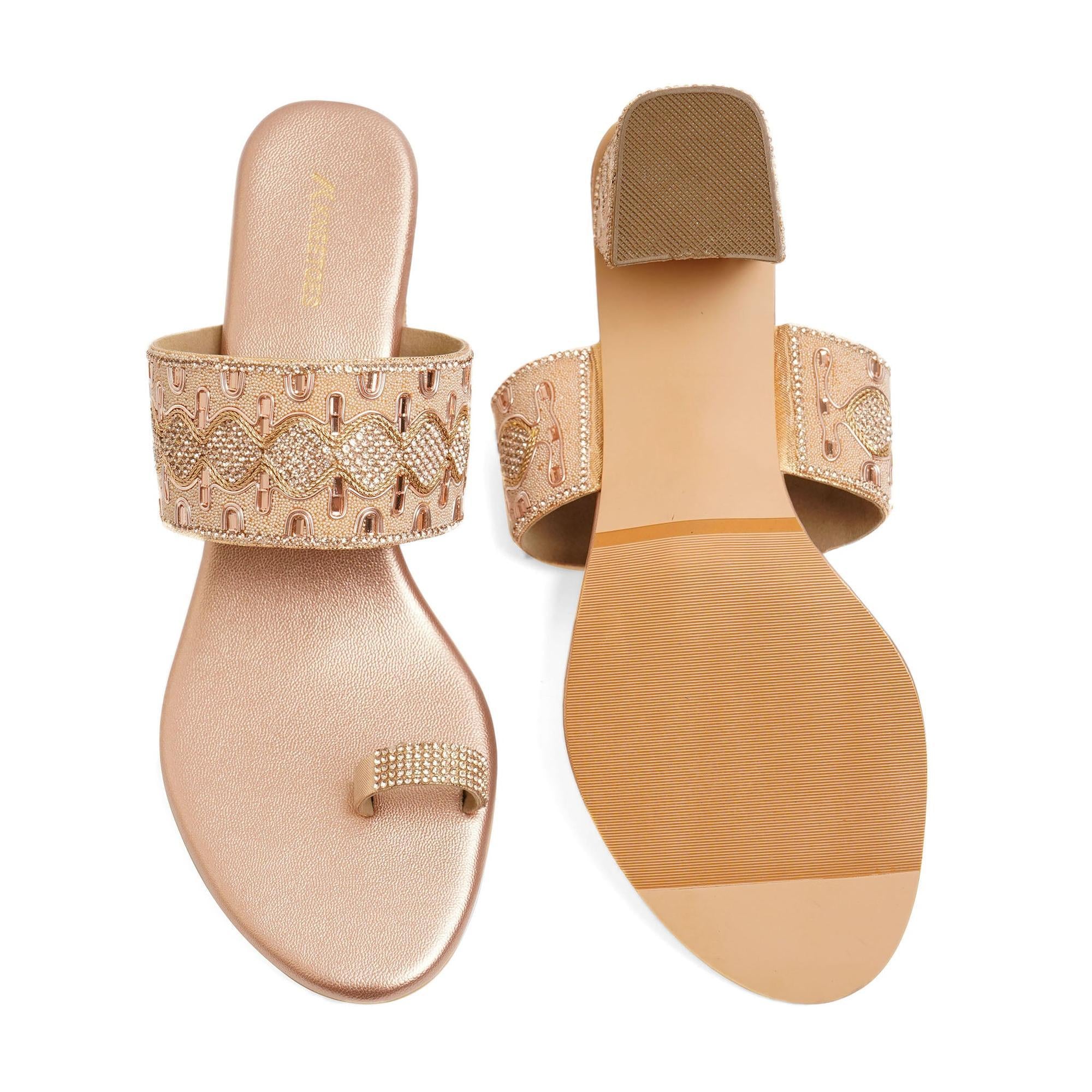 Luxe Embellished Rose Gold Sandals