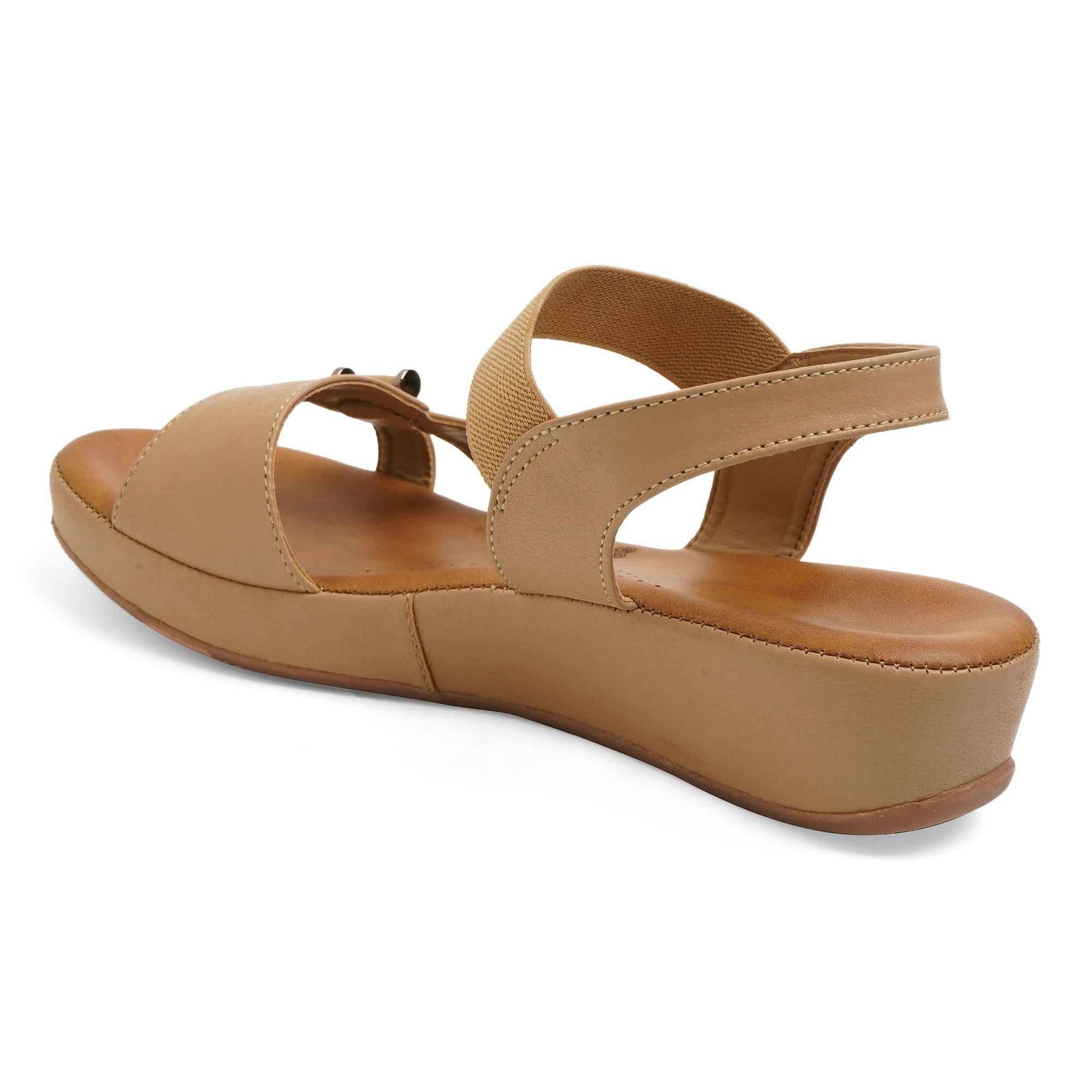 Classic Charm Leather Beige Casual Sandals