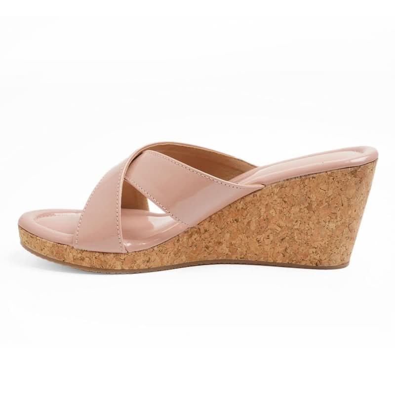 Luxe Shine Nude Wedge Sandals
