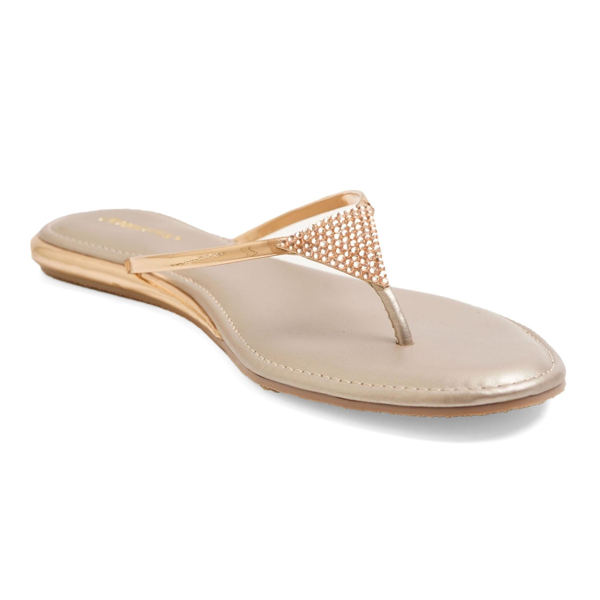 Gemglow Gold Thong Sandals