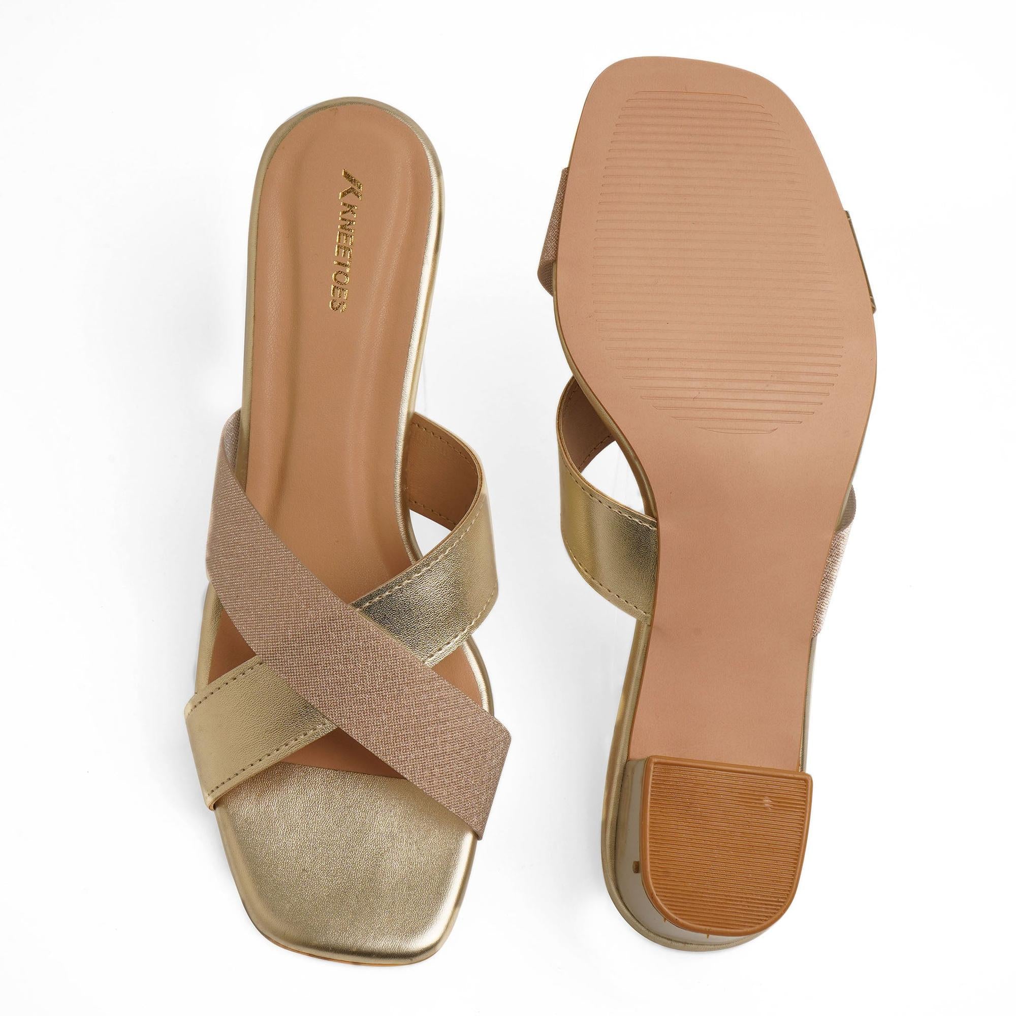 Shine Pop Gold Block Sandals