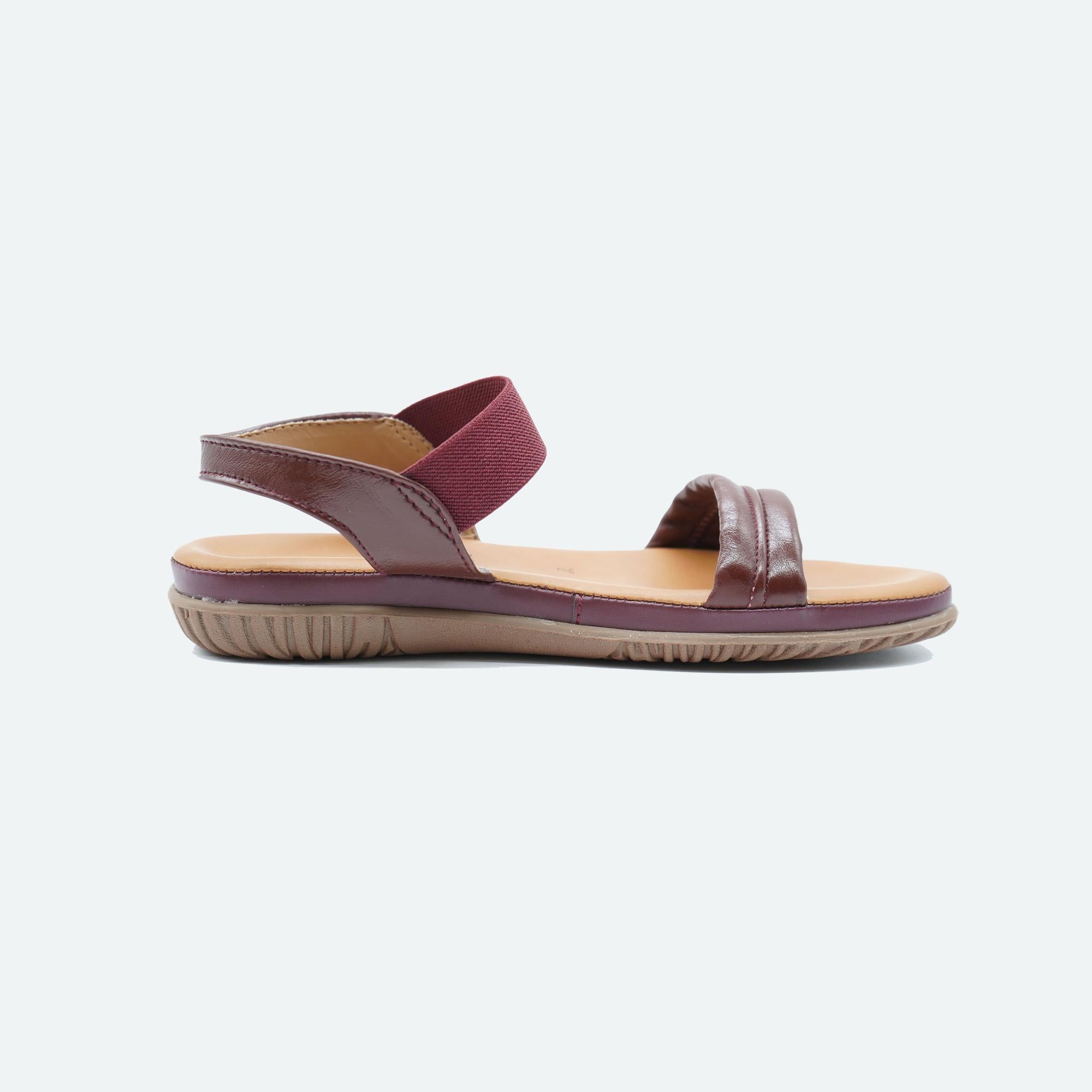 Soft Leather Maroon Open-toe Casual Sandals