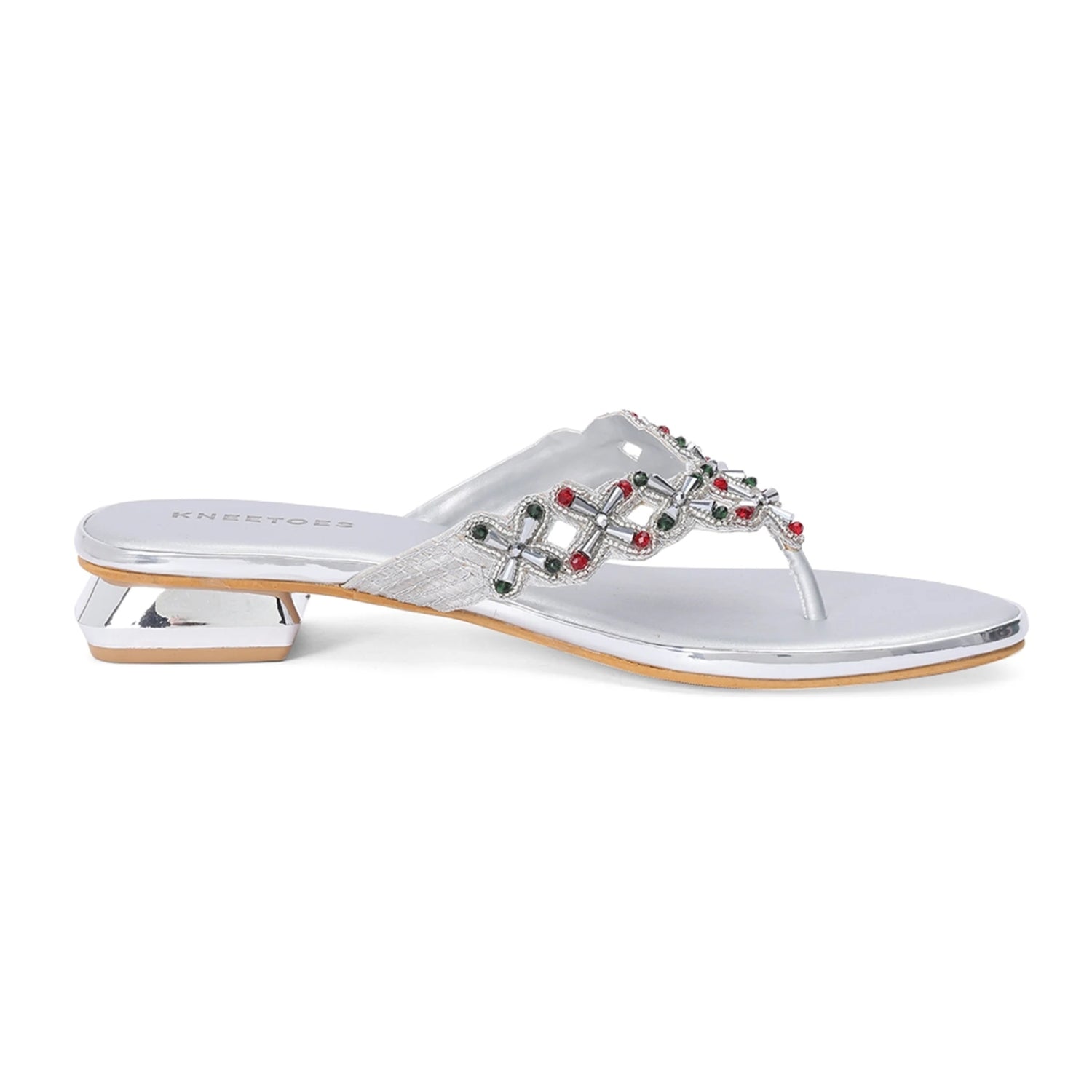 Embellished Silver Stylish Thong Sandals