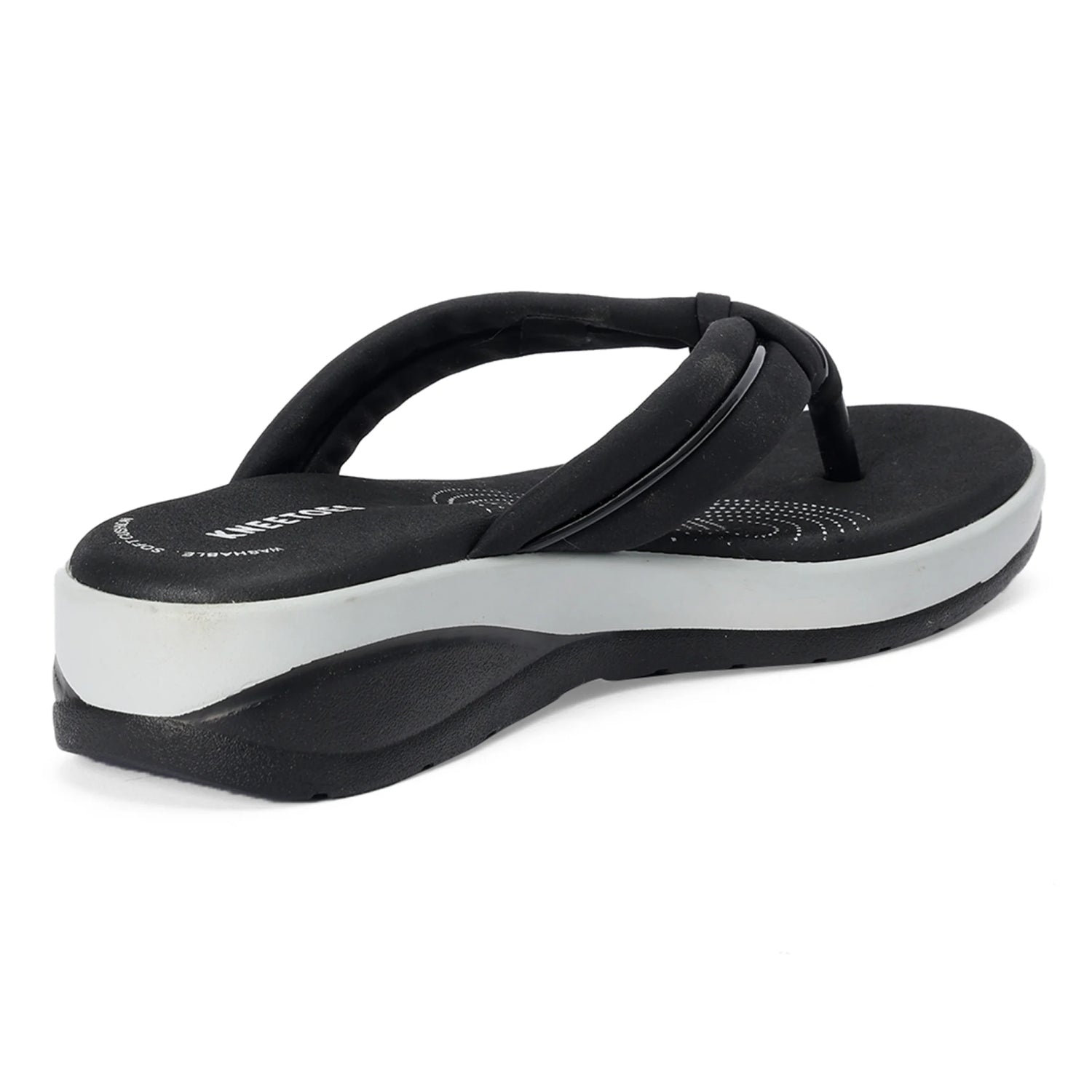 Black Printed Lightweight Thong Sandals