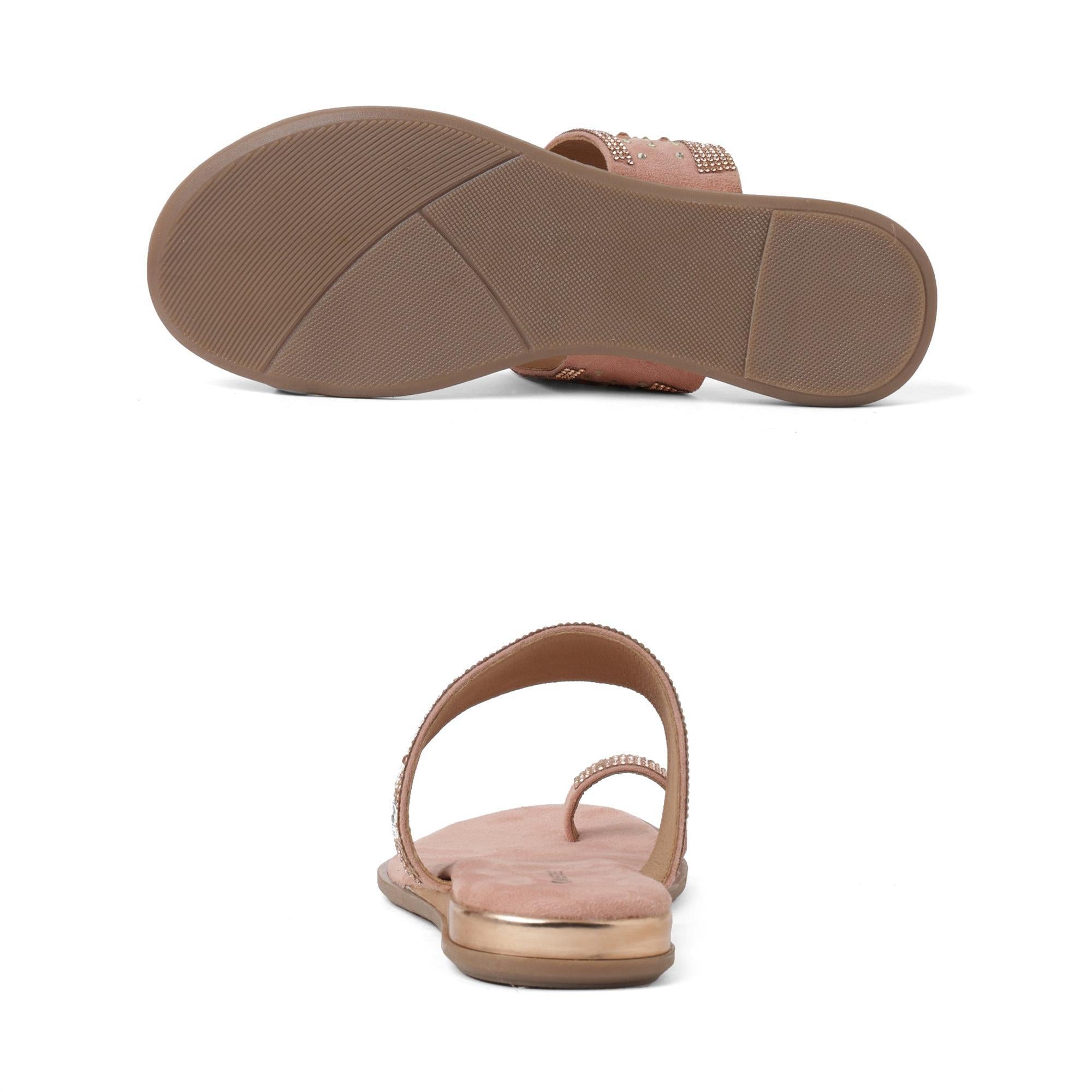 Pretty Pink Embellished One-Toe Sandals