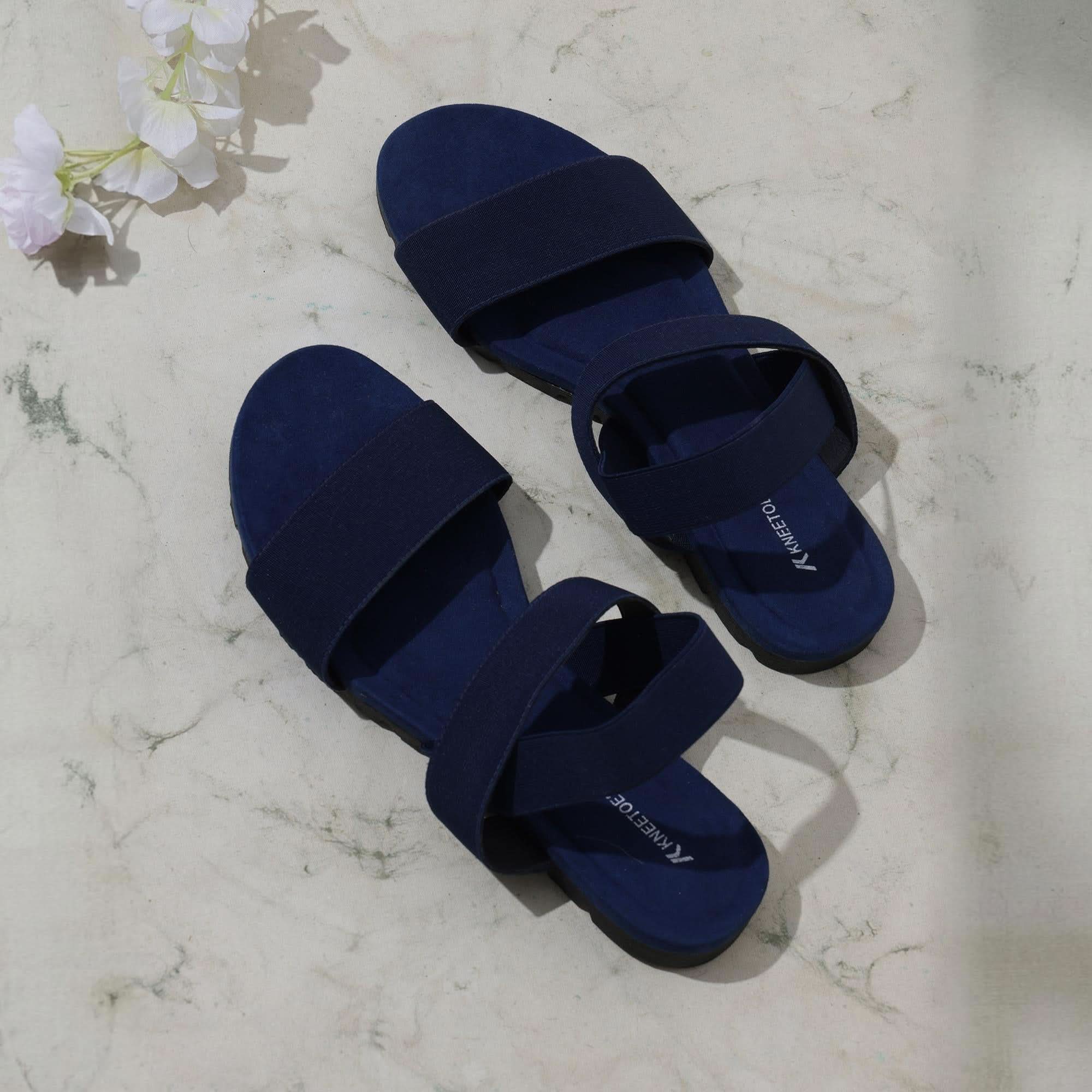 Matte-Muse Navy Open-Toe Casual Sandals