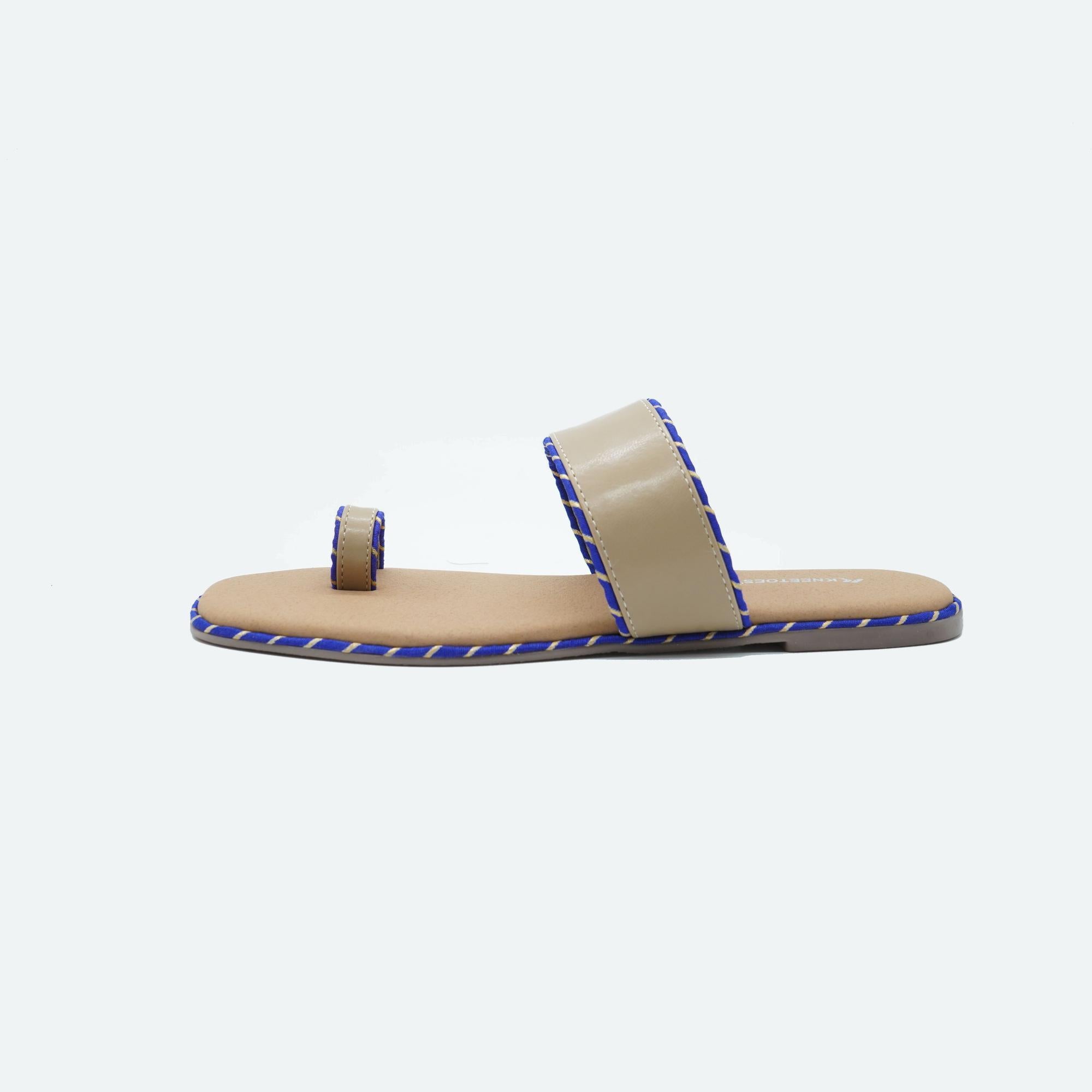 Tan Solid Trim One-Toe Sandals