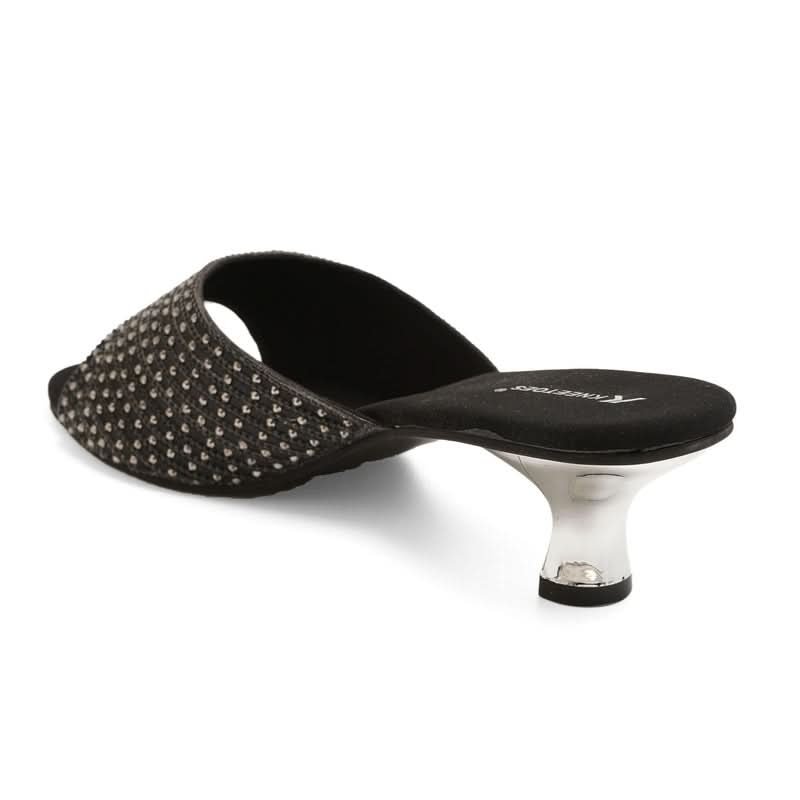 Sparkle Studs Black Kitten Heel Sandals