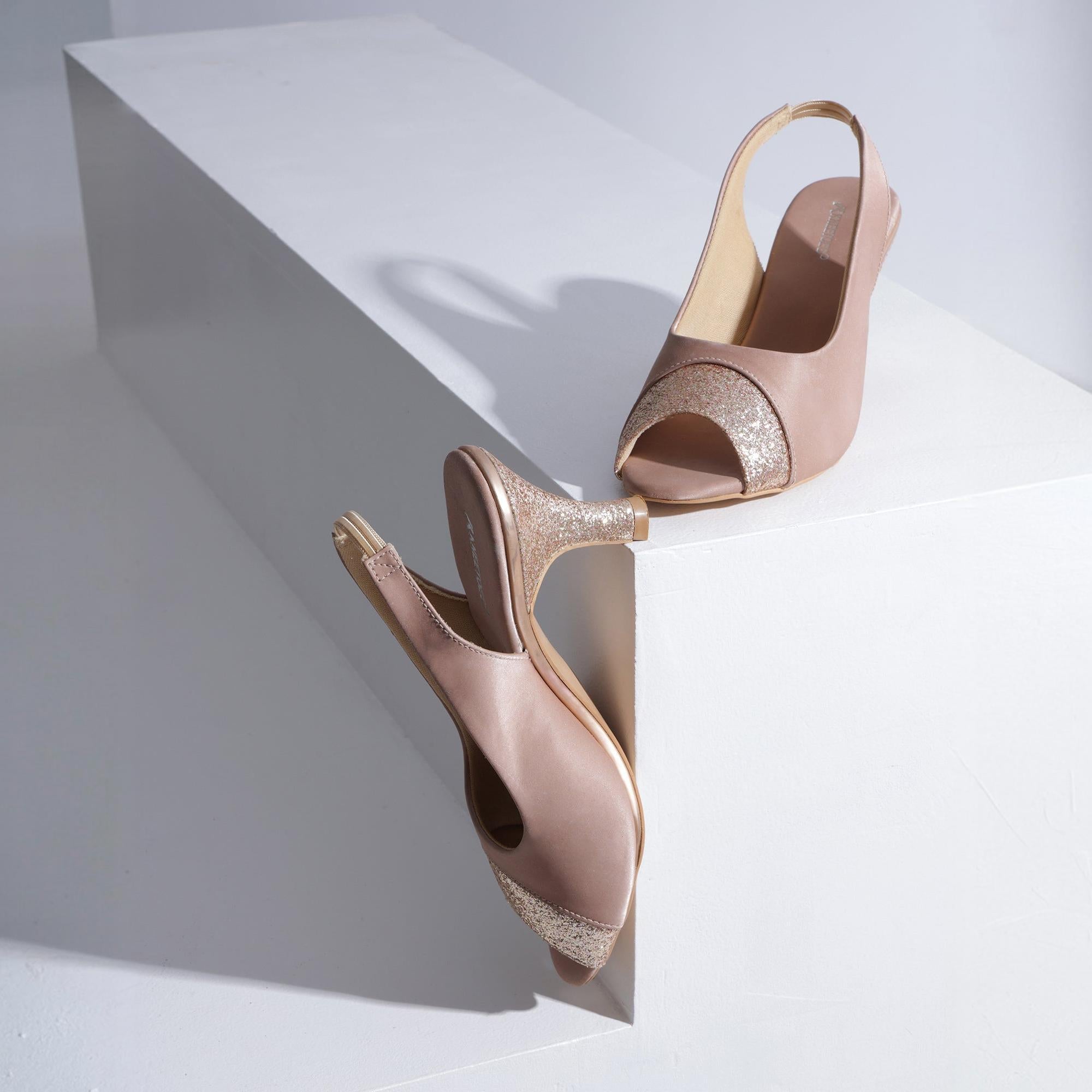 Pink Color-Block Party Kitten Heels