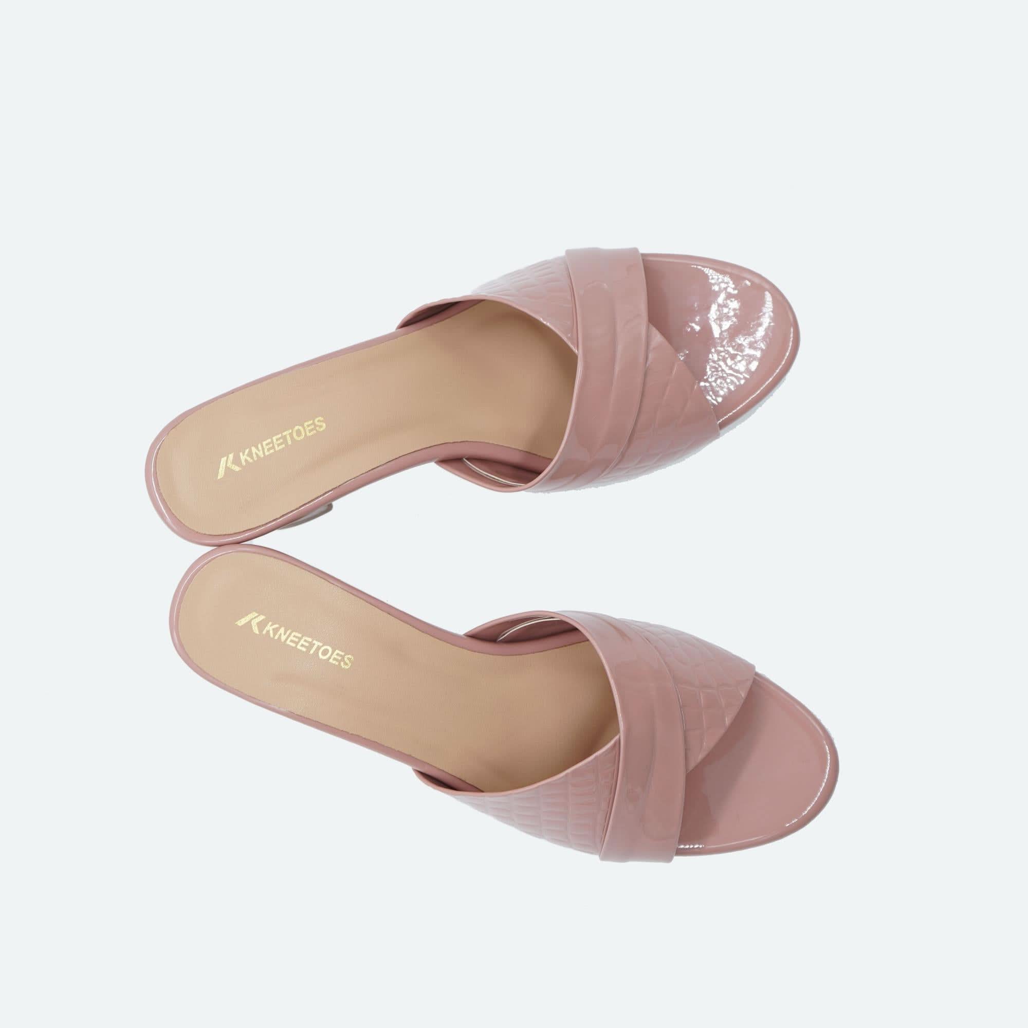 Soft Blush Textured Block Sandals