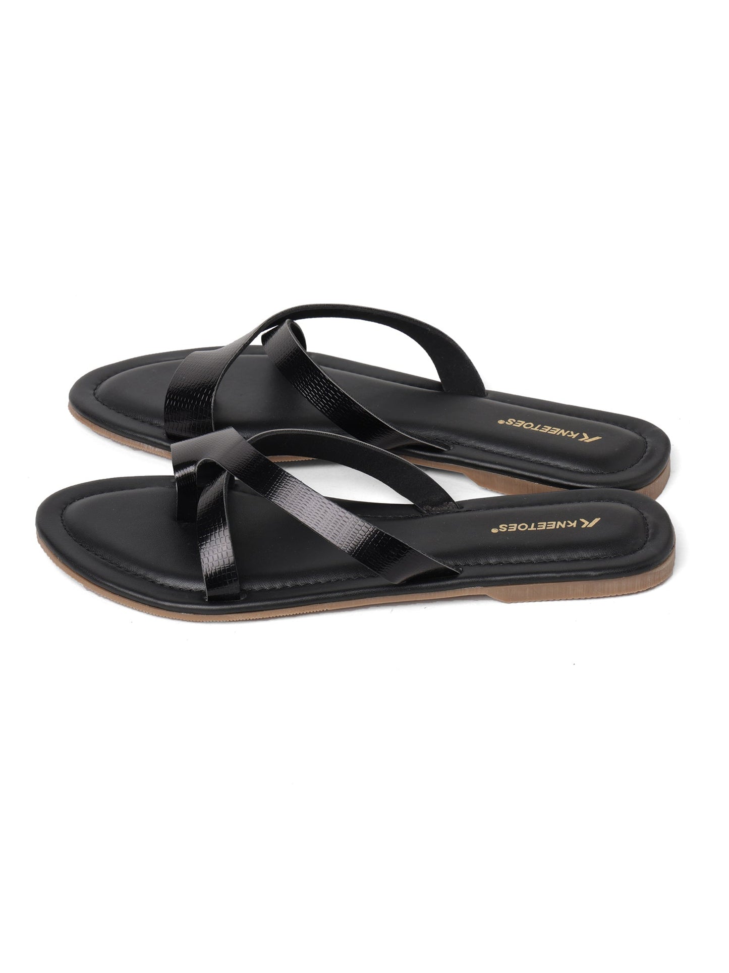 Sleek Black Cross Strap Flats