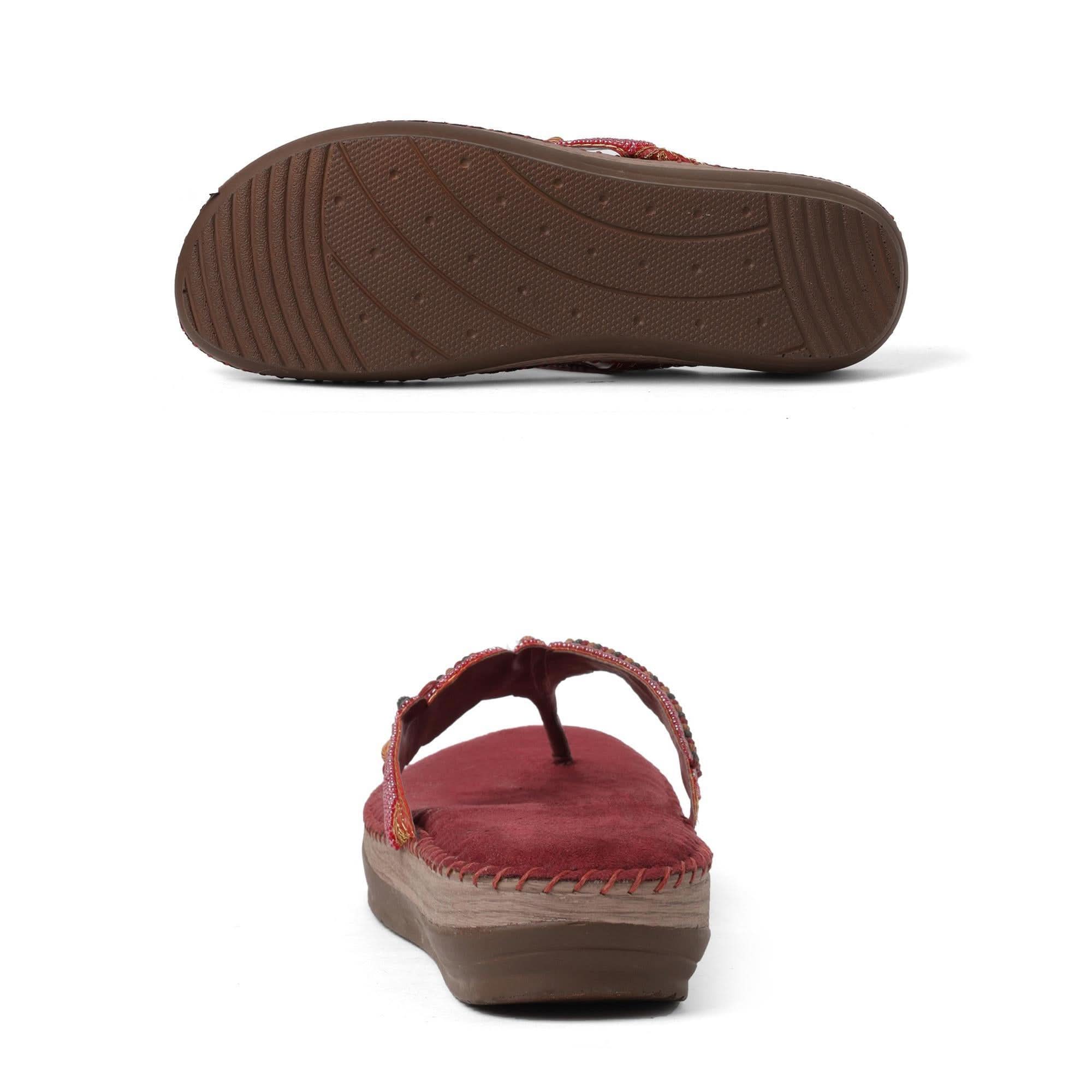 Bead Luxe Maroon Casual Sandals
